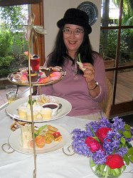 Sylvia trying the Royal Ascot